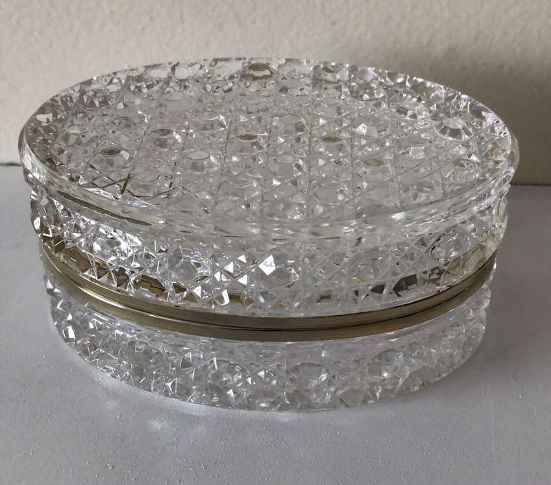 RARE EBELING & REUSS - LEAD CRYSTAL AND BRASS TRINKET JEWELRY BOX