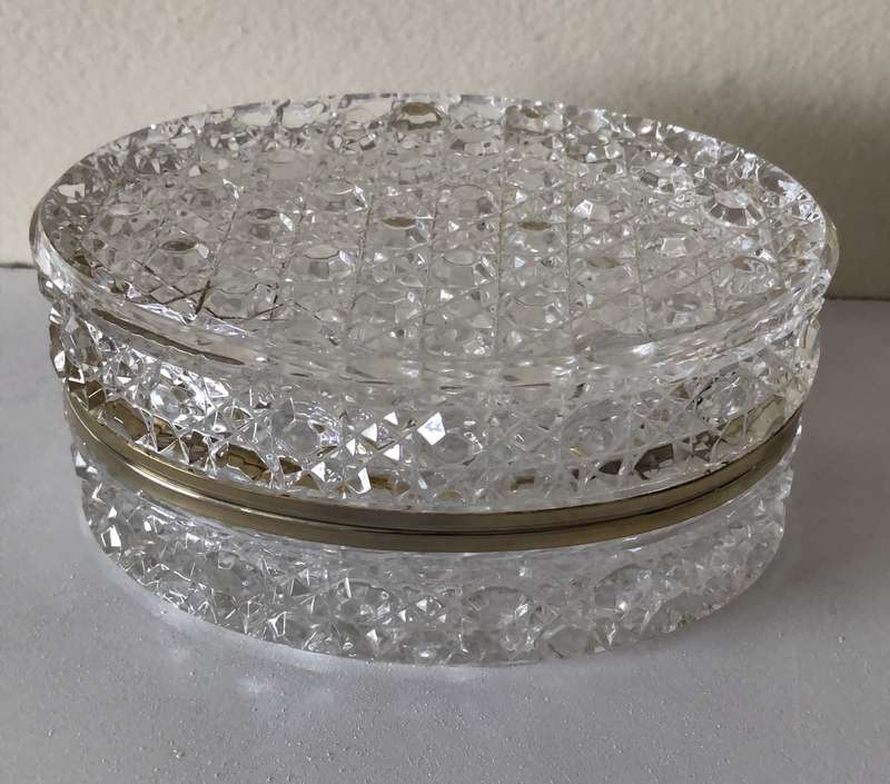 RARE EBELING & REUSS - LEAD CRYSTAL AND BRASS TRINKET JEWELRY BOX