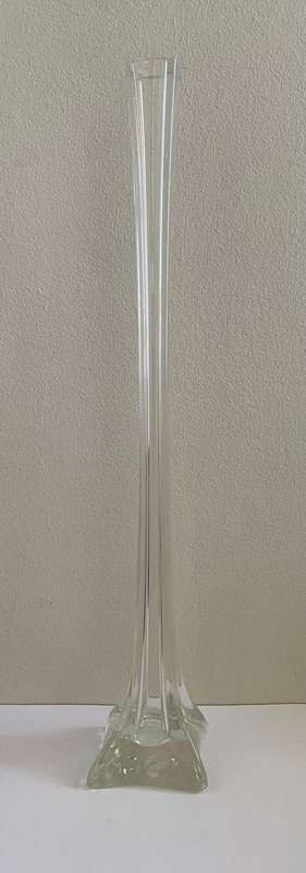 CLEAR GLASS EIFFEL VASE 50CM