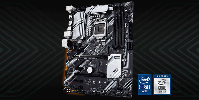Asus PRIME Z490-P LGA 1200 ATX Great for gamers & overclockers/tuners with Aura Sync RGB Lighting