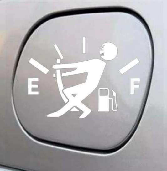 Car Decal - Running on empty (White)