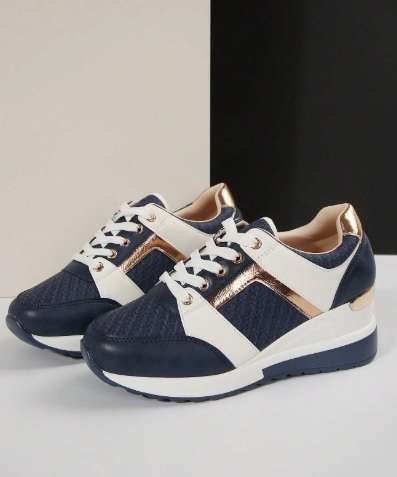 Ladies Fashionable Comfortable Color Block Lace-Up Platform Sneakers UK7  - EUR40