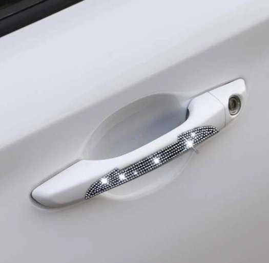Rhinestone Decor Car Handle Sticker (4 piece)