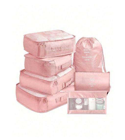 7-Piece Luggage Storage Bag Set (pink)
