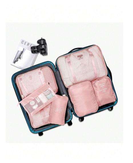 7-Piece Luggage Storage Bag Set (pink)