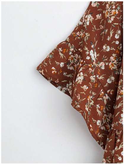 EMERY ROSE Summer Vacation Leisure Smocked Ditsy Floral Blouse 4XL