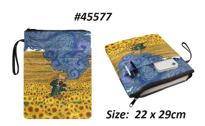 Ipad cover / Tablet Cover / Book cover / Book Sleeve - Van Gogh Sunflower Field Book Sleeve