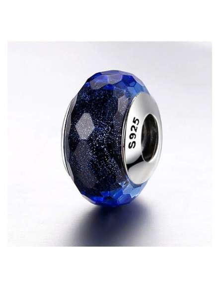 Pandora bracelet compatible - S925 Sterling Silver Murano Effervescent Blue Bead / Charm