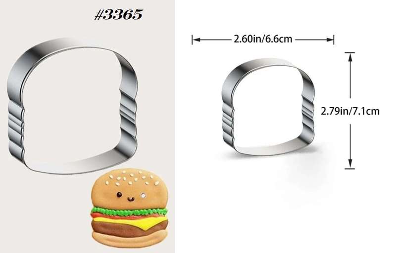 Stainless Steel Cookie Cutter  Durable, Food-Safe, -  Baking, Fondant, Sandwich & Craft - Hamburger