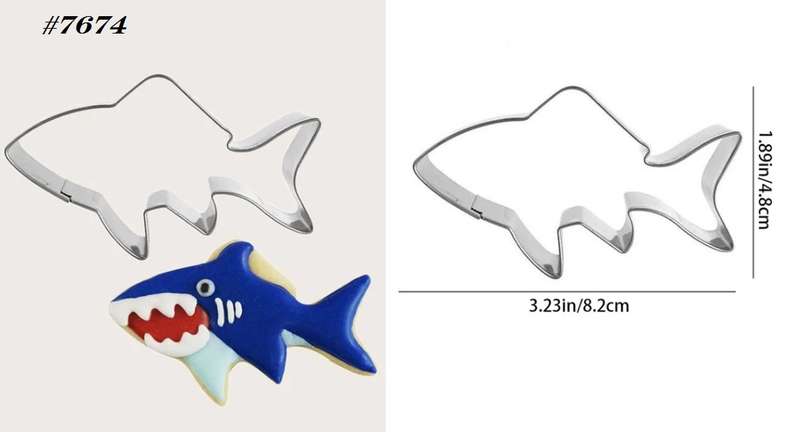 Stainless Steel Cookie Cutter  Durable, Food-Safe, -  Baking Fondant Sandwich & Craft - Shark