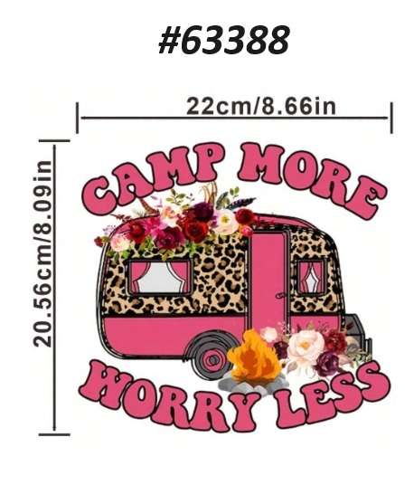 DTF Heat Transfer / Iron on - Camp More Worry Less