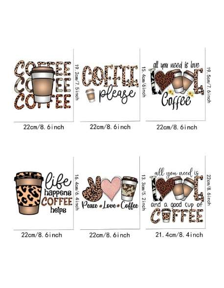 DTF Heat Transfer - All you need is love and coffee (6 designs)