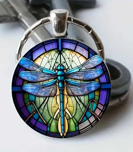 Blue dragonfly keychain, dragonfly keyring, insect-themed accessories, nature gift idea