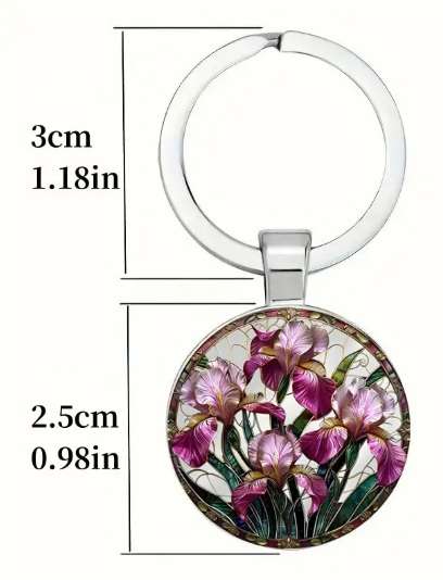 Pink iris keychain, iris flower keyring, floral keychain, flower lover gift