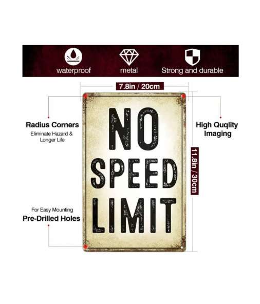 Metal sign - No Speed Limit
