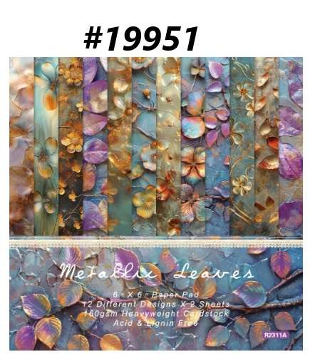 Scrapbook Paper Pad - Metallic Flowers - 6 x 6 inch - 24 sheets