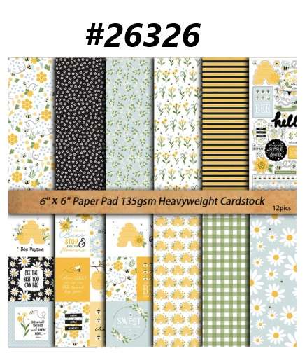 Scrapbook Paper Pad - Happy Bee - 6 x 6 inch - 12 sheets