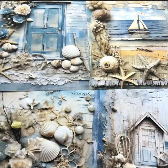 Scrapbook Paper Pad - Shell & Starfish - 10 sheets, A5