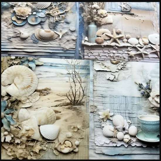 Scrapbook Paper Pad - Shell & Starfish - 10 sheets, A5