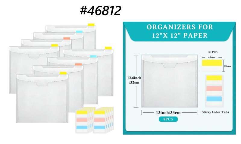 Scrapbook Paper Storage Clear 12 X 12 Paper Storage Organizer - 8 piece