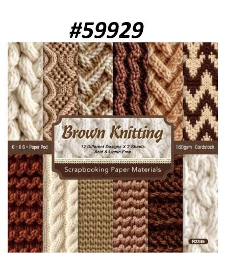 Scrapbook Paper Pad - Knitting textures - 6 x 6 inch - 24 sheets