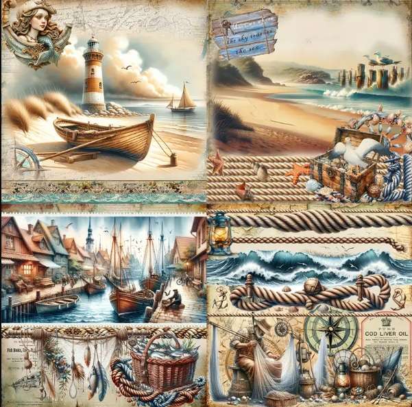 Scrapbook Paper Pad - Nautical Life  - 6 x 6 inch - 20 sheets