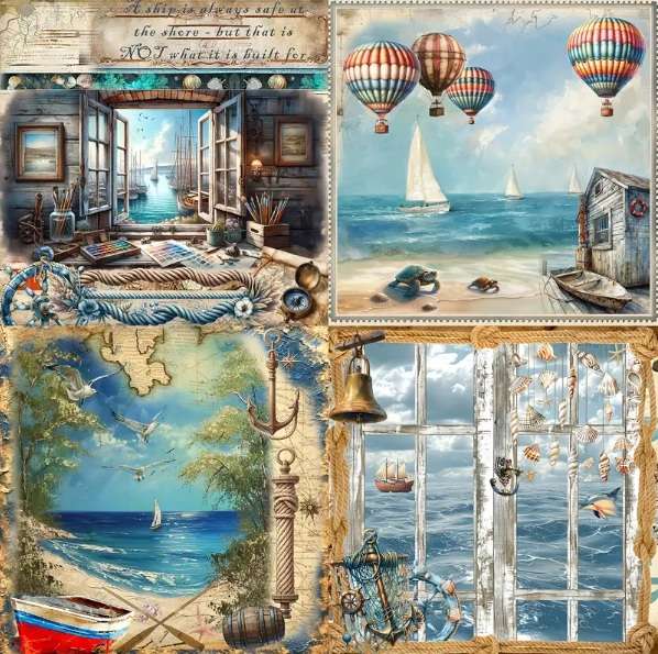Scrapbook Paper Pad - Nautical Life  - 6 x 6 inch - 20 sheets