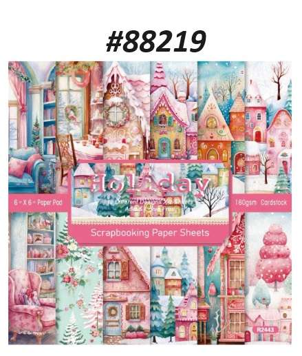 Scrapbook Paper Pad - Pink Holiday - 6 x 6 inch - 24 sheets