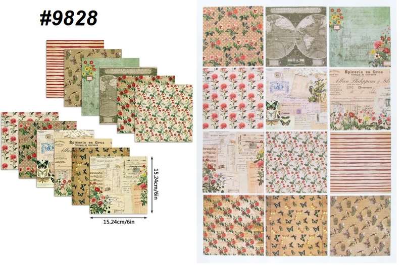 Scrapbook Paper Pad - Patchwork of Memories - 6 x 6 inch - 12  sheets