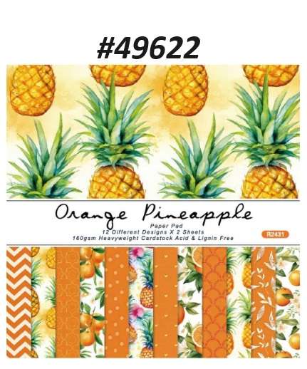 Scrapbook Paper Pad - Orange Pineapple - 6 x 6 inch - 24 sheets