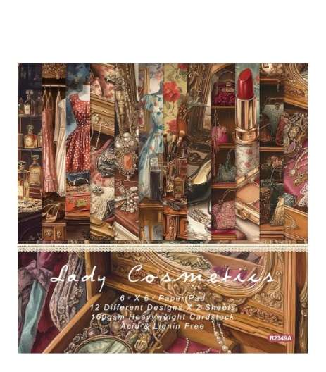Scrapbook Paper Pad - Lady Cosmetics  - 6 x 6 inch - 24 sheets
