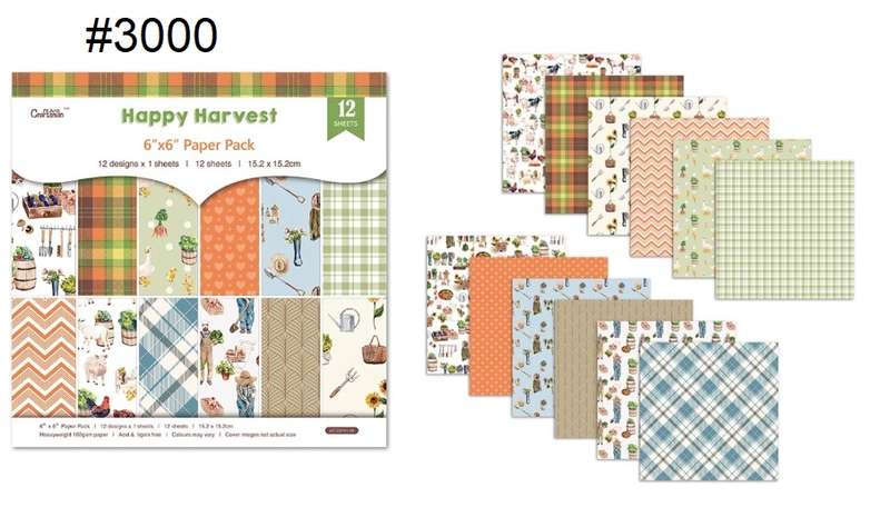 Scrapbook Paper Pad - Happy Harvest - 6 x 6 inch - 12 sheets