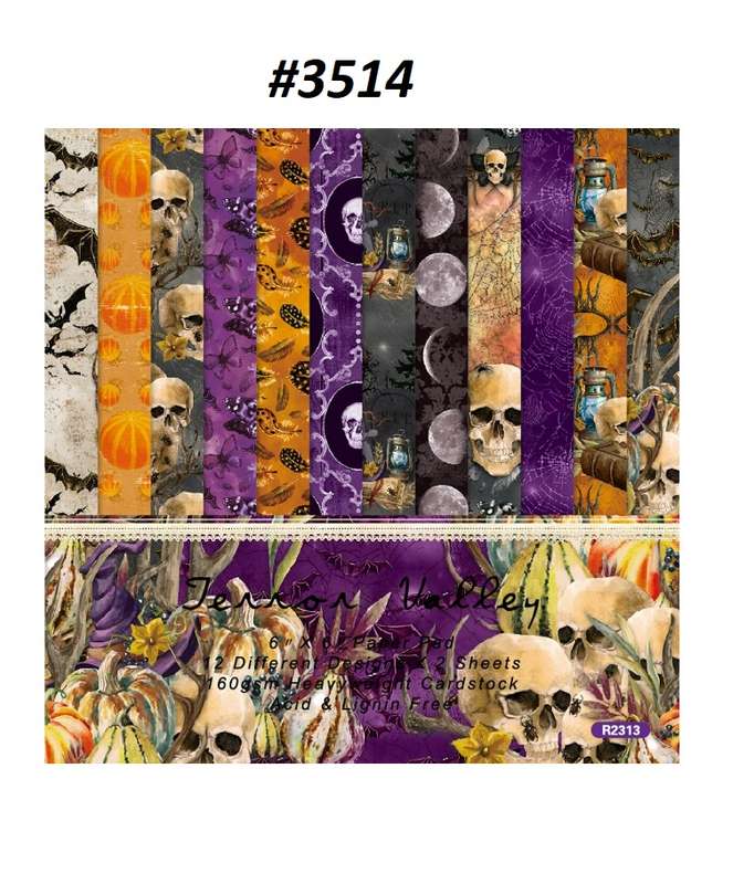 Scrapbook Paper Pad - Terror Valley - 6 x 6 inch - skull / Halloween - 24 sheets