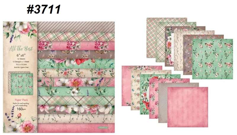 Scrapbook Paper Pad - All the best Floral  - 6 x 6 inch - 12 sheets