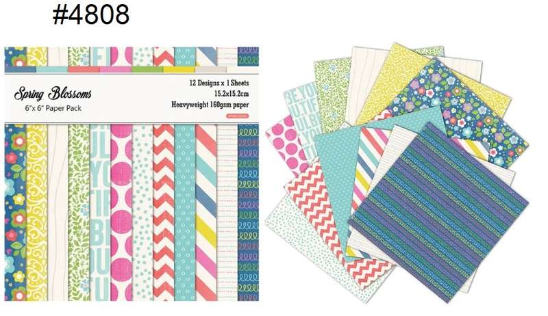 Scrapbook Paper Pad - Spring Blossoms - 6 x 6 inch - 12 sheets