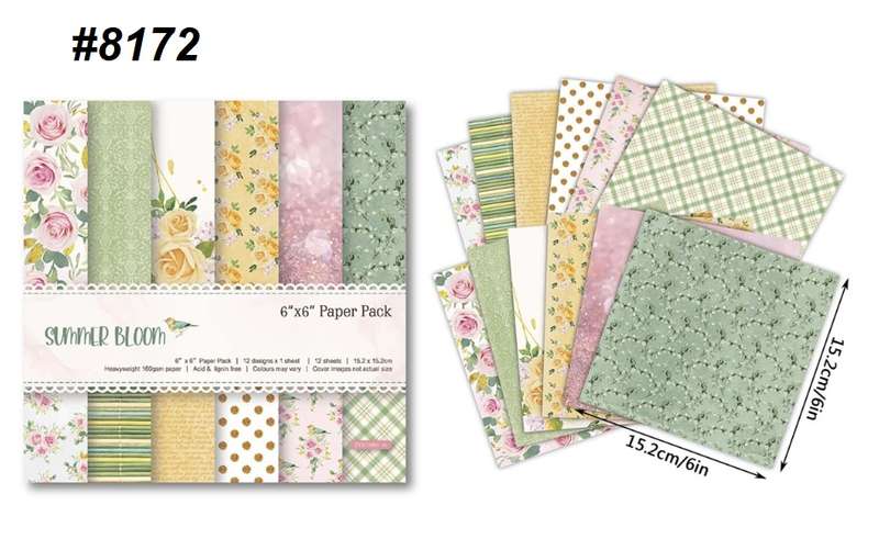 Scrapbook Paper Pad - Summer Bloom - 6 x 6 inch - 12 sheets