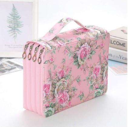 Pencil case - Pink Rose - multi-layered