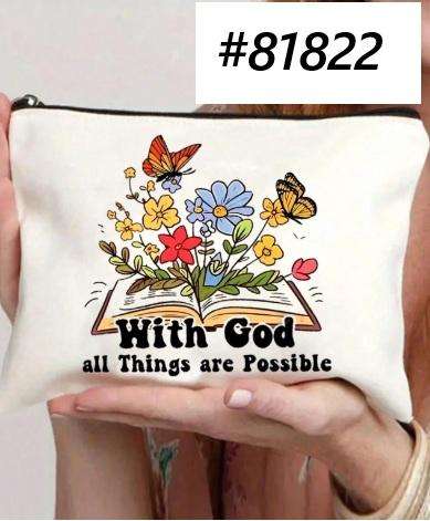Pencil case / Art bag / Journal pouch - With God All things are possible