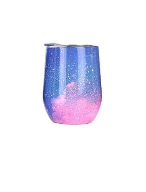 Double wall wine tumbler with lid - Pink Cosmic
