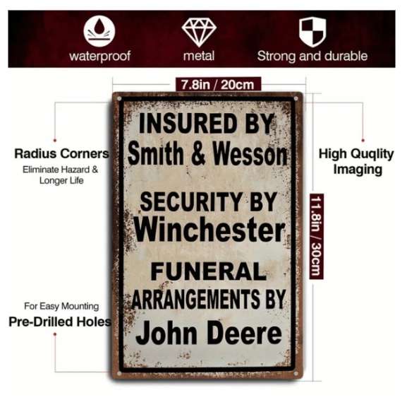 Patio Sign / Lapa Sign / Outdoor Decor / Warning Metal sign - Smith & Wesson (No trespassing)