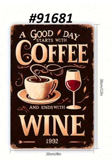 Decorative wall sign - Metal sign - a Good day start with Coffee - Bar sign