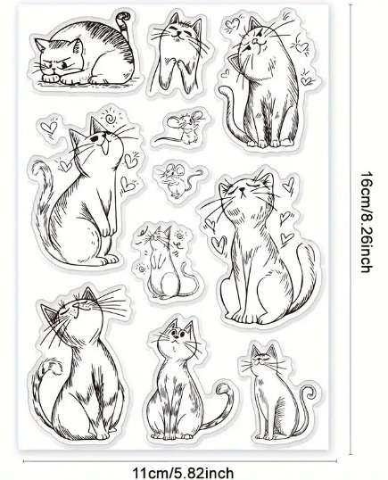 Clear stamps for card making - Kitty Love - card-making supplies / Stamping tools