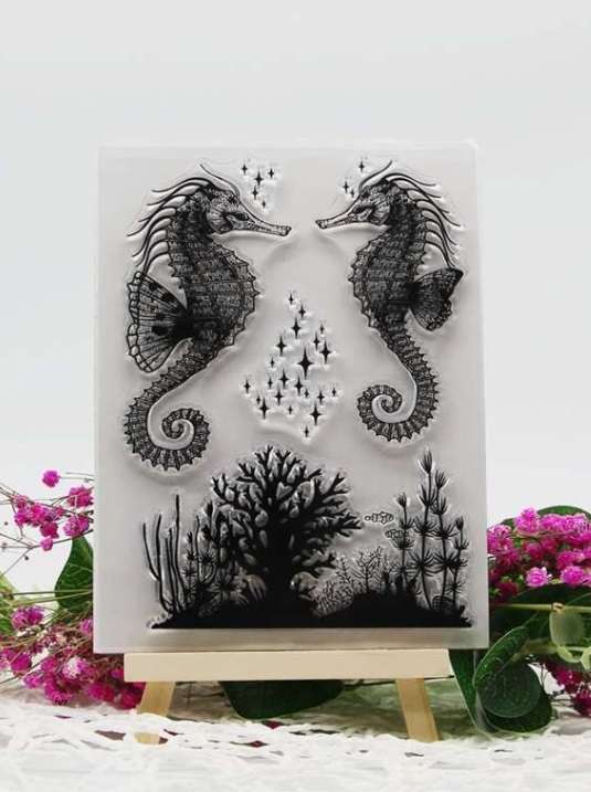 Clear stamps for card making - Sea Horse - Craft supplies / Stamping tools