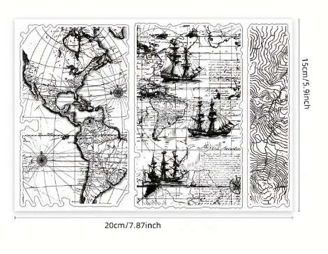 Clear stamps for card making - Nautical Maps - Craft supplies / Stamping tools