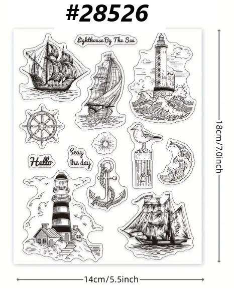 Clear stamps  - Lighthouse by the sea  - Card-making / card-making supplies / Stamping tools