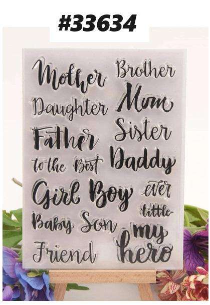 Clear Stamps for Card Making - Acrylic Stamp Set - Scrapbooking & Journaling - Family Titles