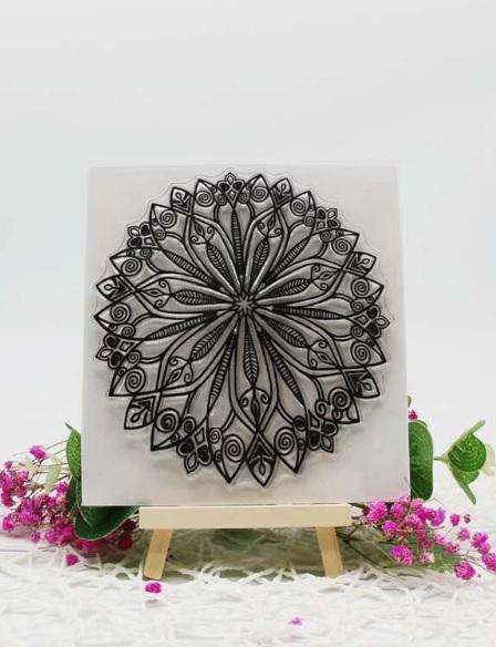 Clear Stamps for Card Making - Acrylic Stamp Set - Scrapbooking & Journaling - Large Flower Mandala