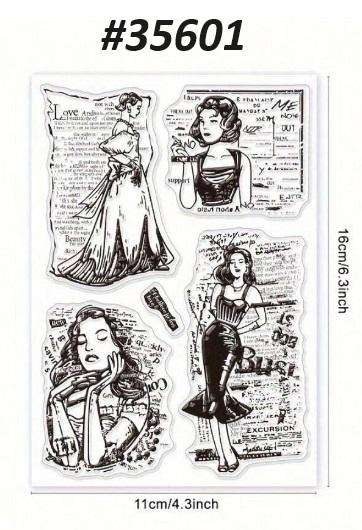 Clear Stamps for Card Making - Acrylic Stamp Set - Scrapbooking & Journaling - Vintage Fashion