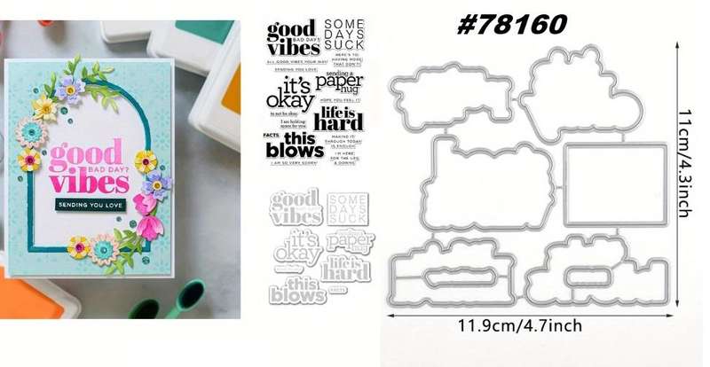 Cardmaking / Scrapbooking - Stamp and die set - Good vibes