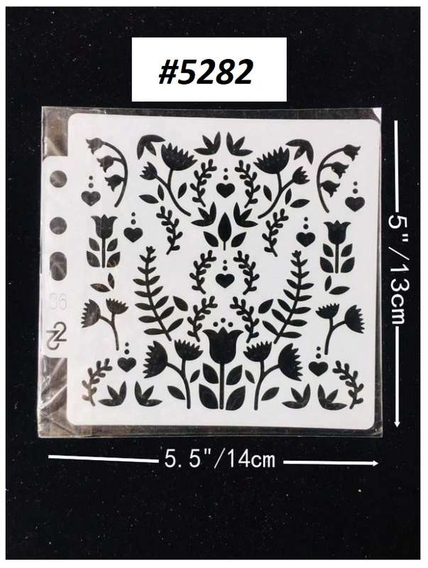 Stencil / Mask / Mixed Media - Folk Flowers